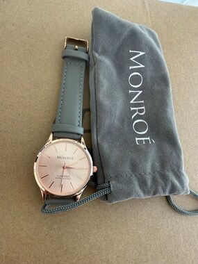 Monroé Rose Gold Watch with charcoal leather Strap